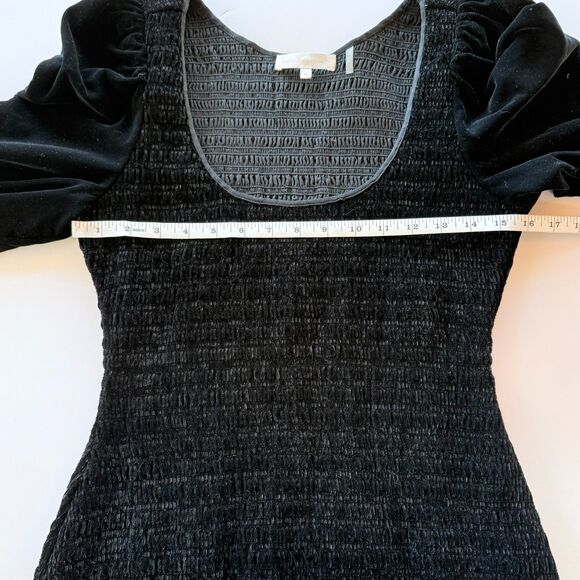 NWOT LoveShackFancy Dorset Velvet Smocked Long Sleeve Mini Dress in Black Sz M - Picture 13 of 16